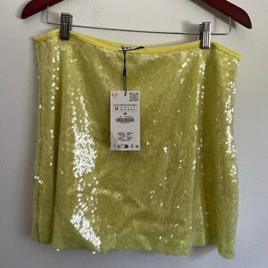 Zara yellow sequin skirt